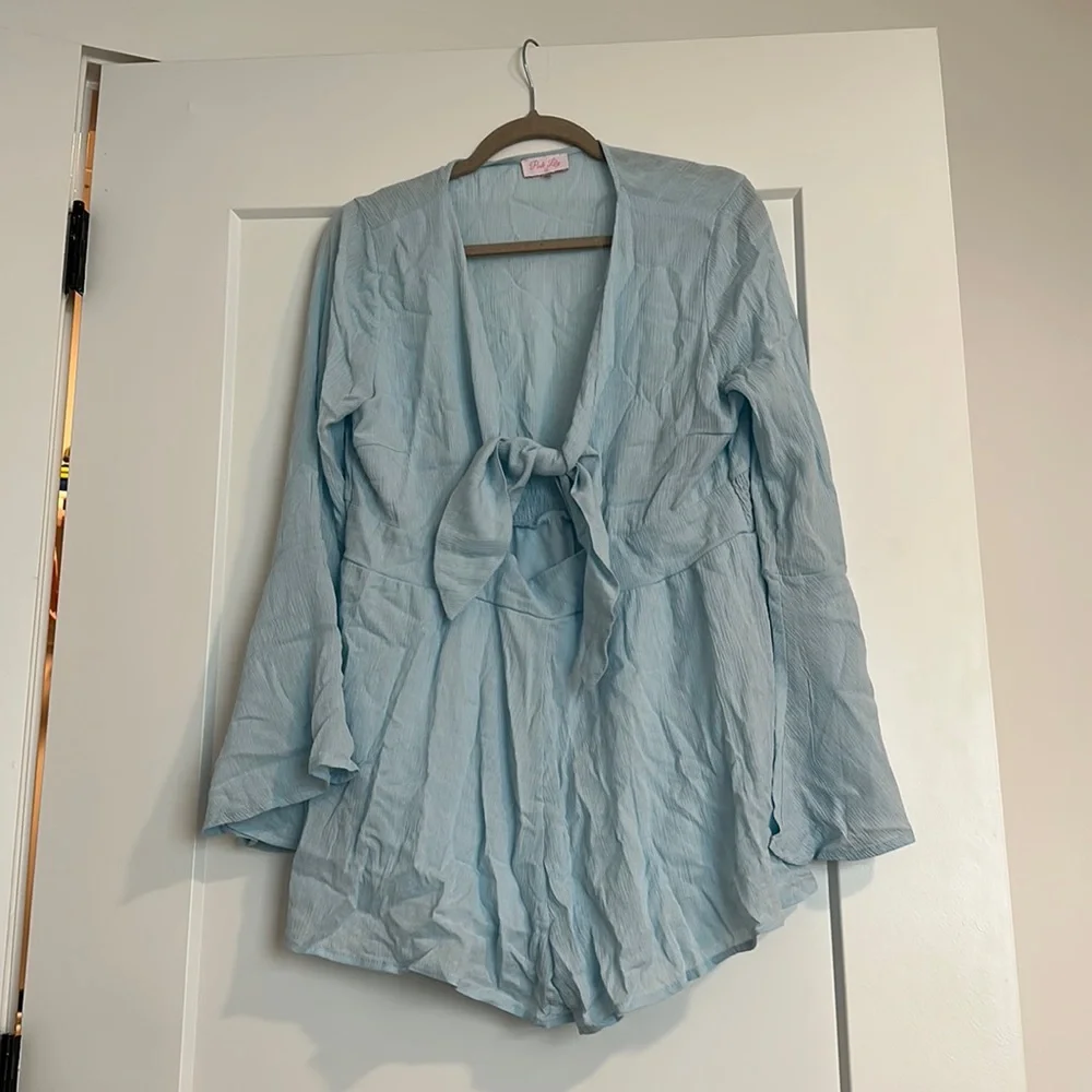 Blue Keyhole Romper - Picture 1 of 5